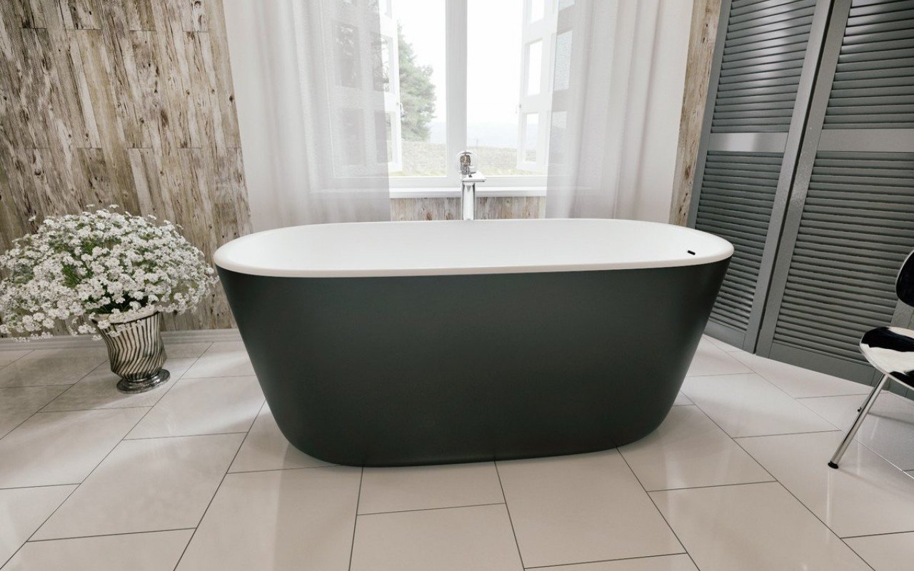 Aquatica Lullaby-Blck-Wht™ Freestanding Solid Surface Bathtub picture № 0